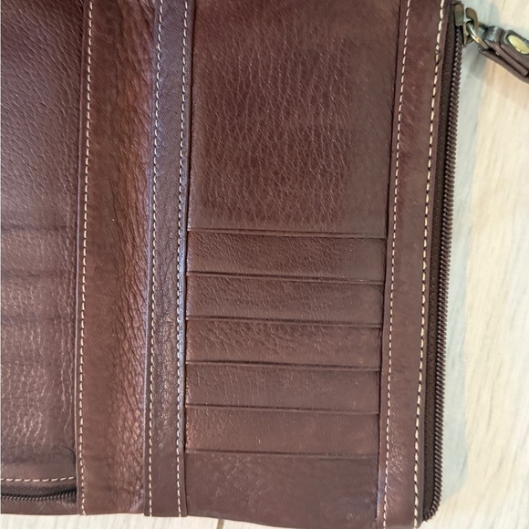 VTG FOSSIL Genuine Leather Wallet Brown BiFold w/ Snap & Zip - Picture 4 of 11